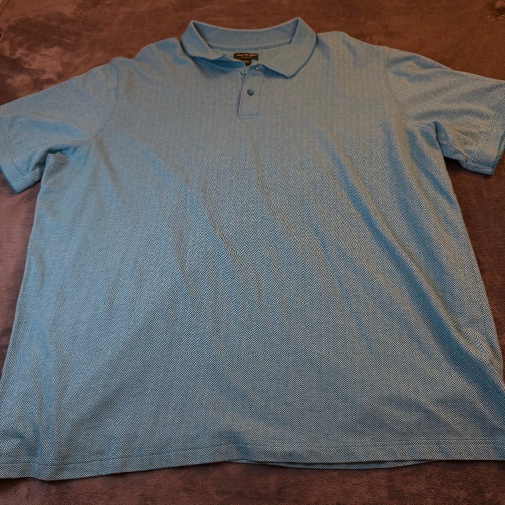 David Taylor Collection Blue Herringbone Pattern Polo Shirt Mens 4XL XXXXL
